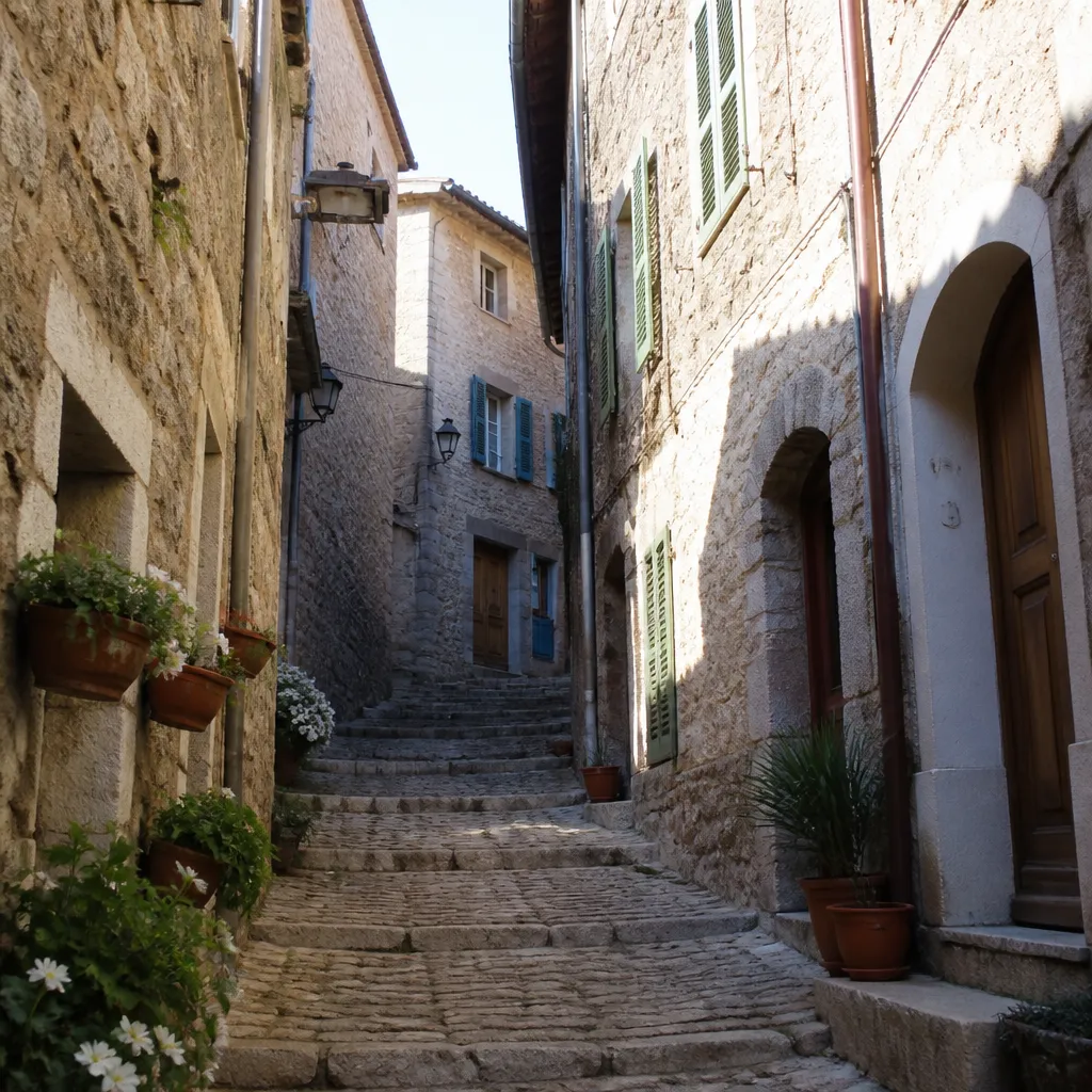 Maison de village en pierre, dans un village perché de l’arrière-pays niçois